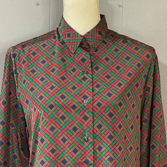 Vintage Adelaar Geometric Print Button-Up Shirt Size 14 USA - Picture 3 of 11